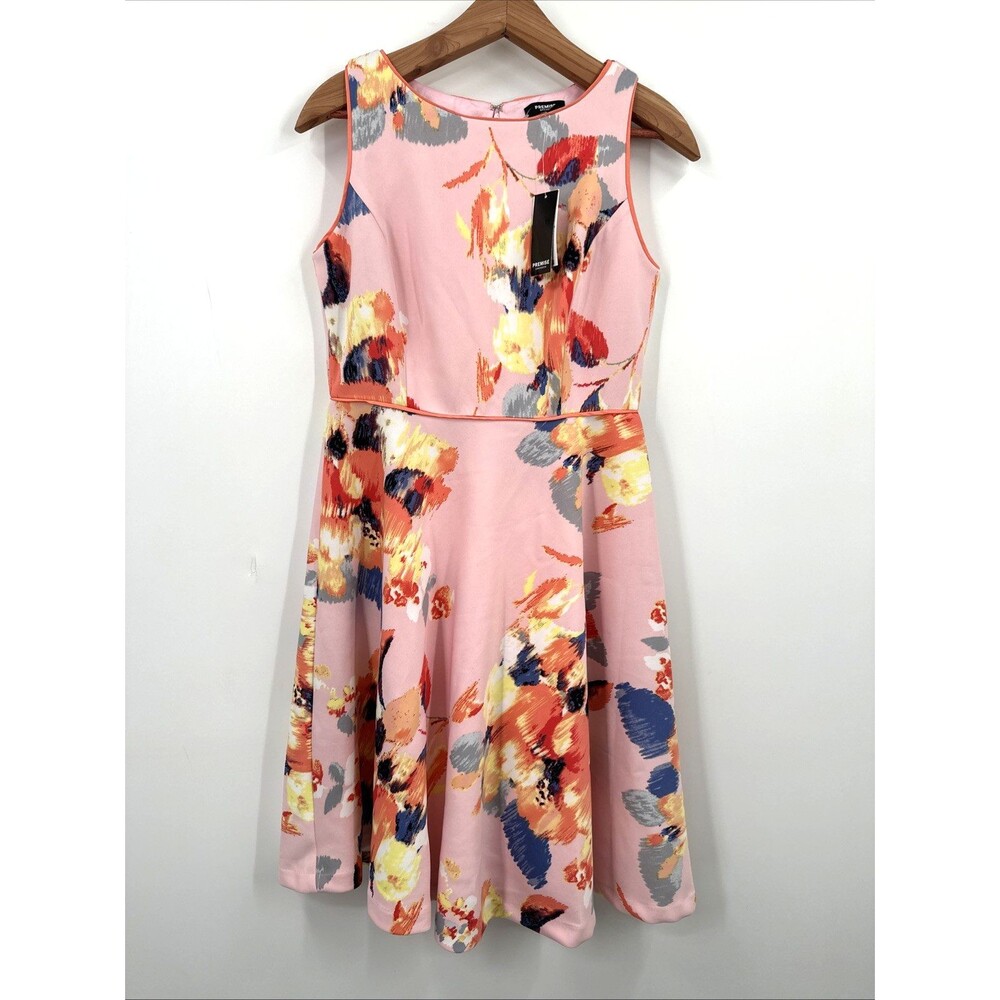 Premise Size 8 Dress Pink Floral Fit & Flare Summer Party Tea Wedding Guest NEW